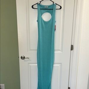 Sleeveless Teal Cutout Maxi Dress